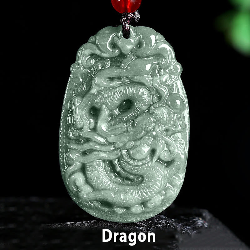 Buddha Stones中国の十二支 翡翠 午年 幸運 ロープ ネックレス ペンダント - ドラゴン - image 15