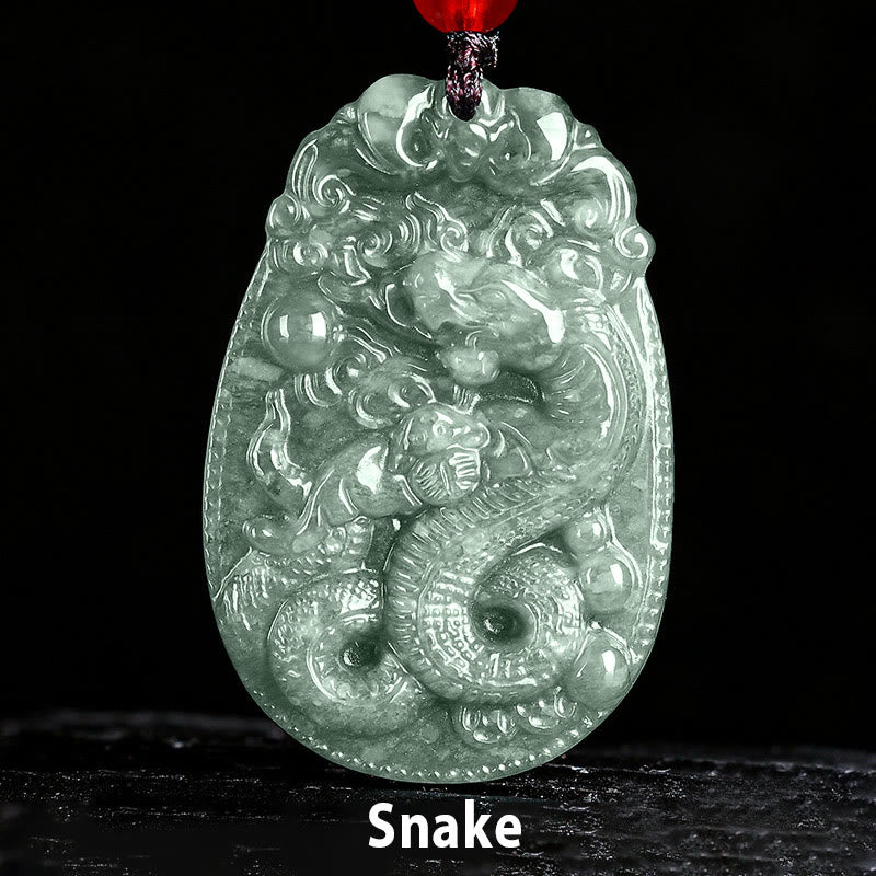 Buddha Stones中国の十二支 翡翠 午年 幸運 ロープ ネックレス ペンダント - 蛇 - image 16