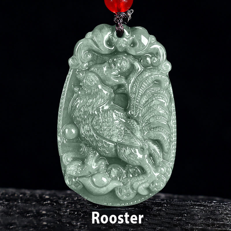 Buddha Stones中国の十二支 翡翠 午年 幸運 ロープ ネックレス ペンダント - 雄鶏 - image 20