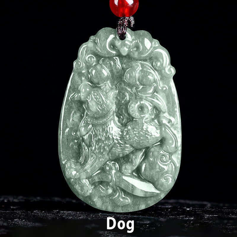 Buddha Stones中国の十二支 翡翠 午年 幸運 ロープ ネックレス ペンダント - 犬 - image 21