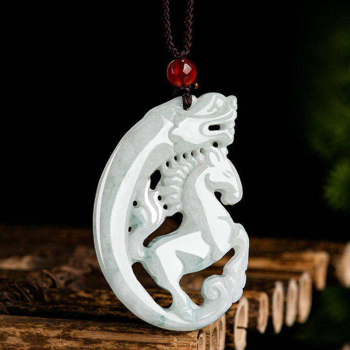 Buddha Stones午年 龍 翡翠豊かさロープ ネックレス ペンダント - image 2