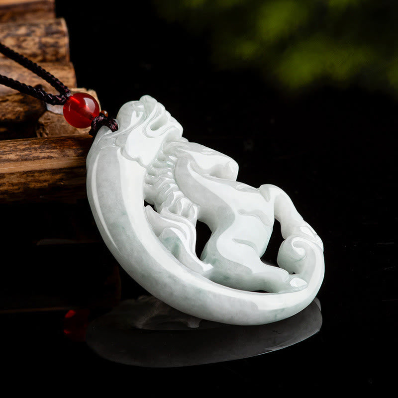 Buddha Stones午年 龍 翡翠豊かさロープ ネックレス ペンダント - image 3