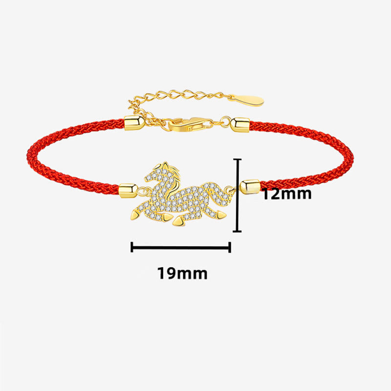 Buddha Stones925スターリングシルバーメッキ 18Kゴールド赤紐馬年強さブレスレット - image 7