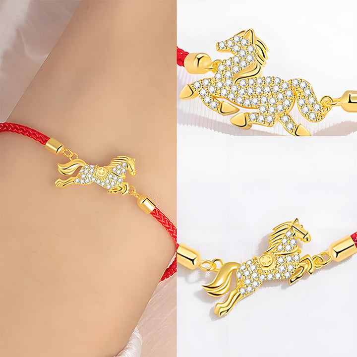Buddha Stones925スターリングシルバー ゴールデン 中国十二支 馬年赤紐幸運ブレスレット - image 5