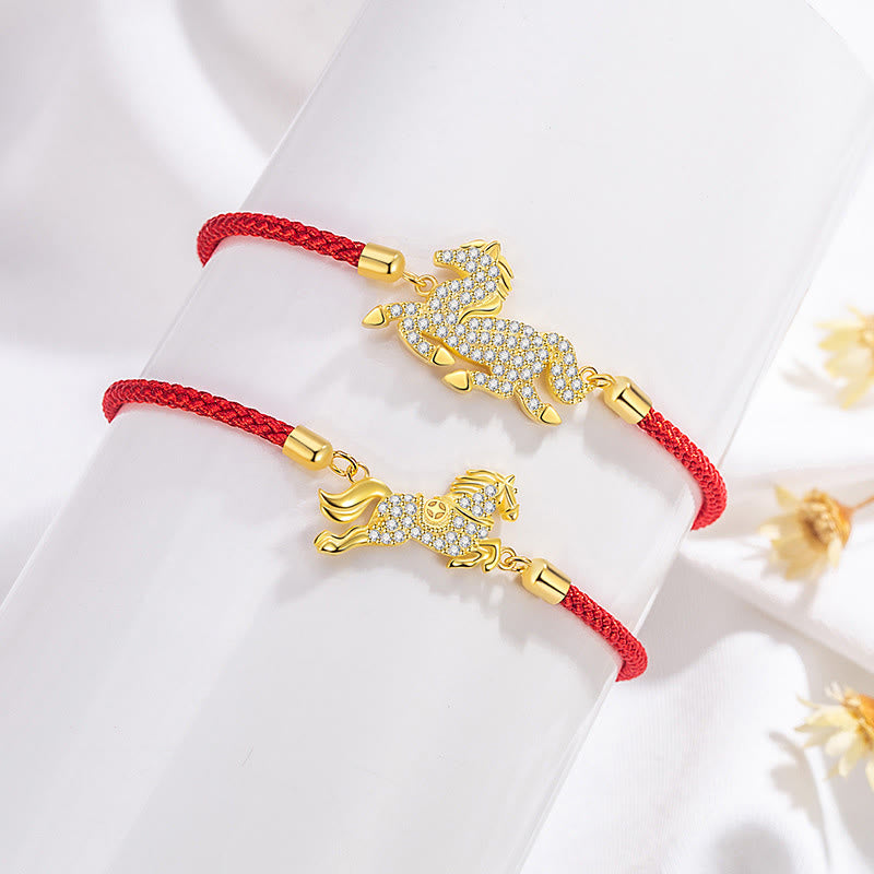 Buddha Stones925スターリングシルバー ゴールデン 中国十二支 馬年赤紐幸運ブレスレット - image 3