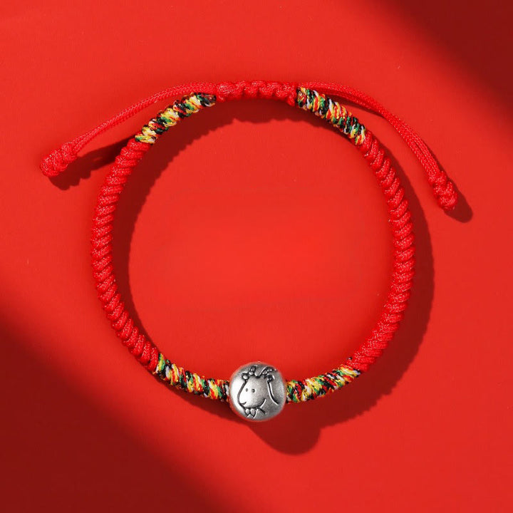 Buddha Stones 999スターリングシルバー 中国十二支 馬チャーム赤紐強さ 編み込みブレスレット - ヤギの赤紐 - image 25
