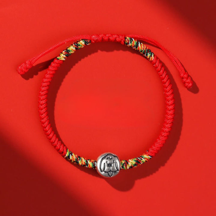 Buddha Stones 999スターリングシルバー 中国十二支 馬チャーム赤紐強さ 編み込みブレスレット - 犬の赤紐 - image 28