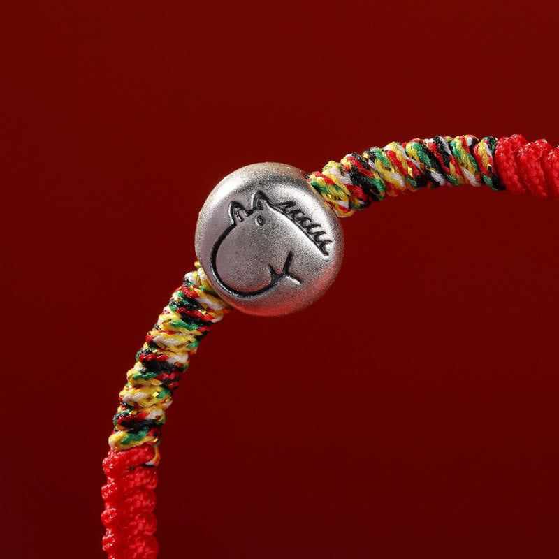 Buddha Stones 999スターリングシルバー 中国十二支 馬チャーム赤紐強さ 編み込みブレスレット - image 7