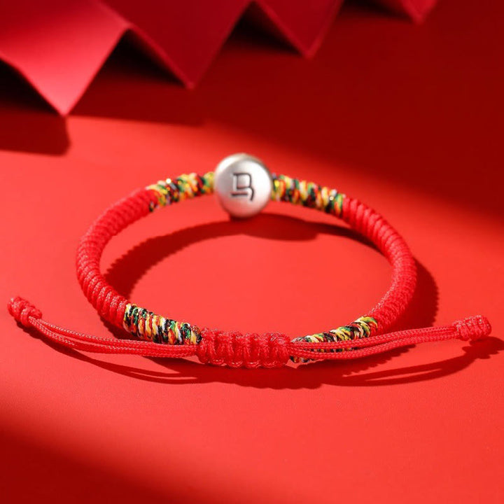 Buddha Stones 999スターリングシルバー 中国十二支 馬チャーム赤紐強さ 編み込みブレスレット - image 6