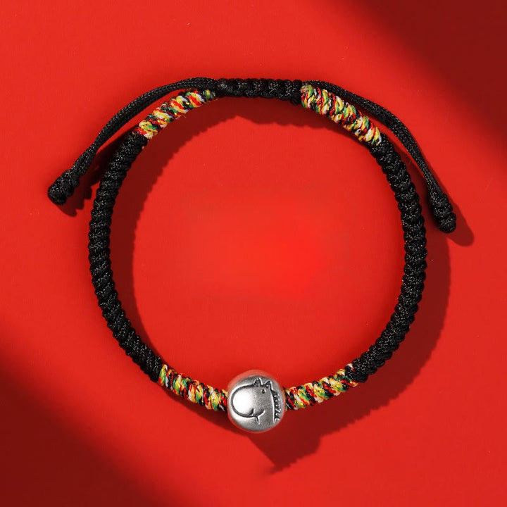 Buddha Stones 999スターリングシルバー 中国十二支 馬チャーム赤紐強さ 編み込みブレスレット - 馬の黒い紐 - image 37