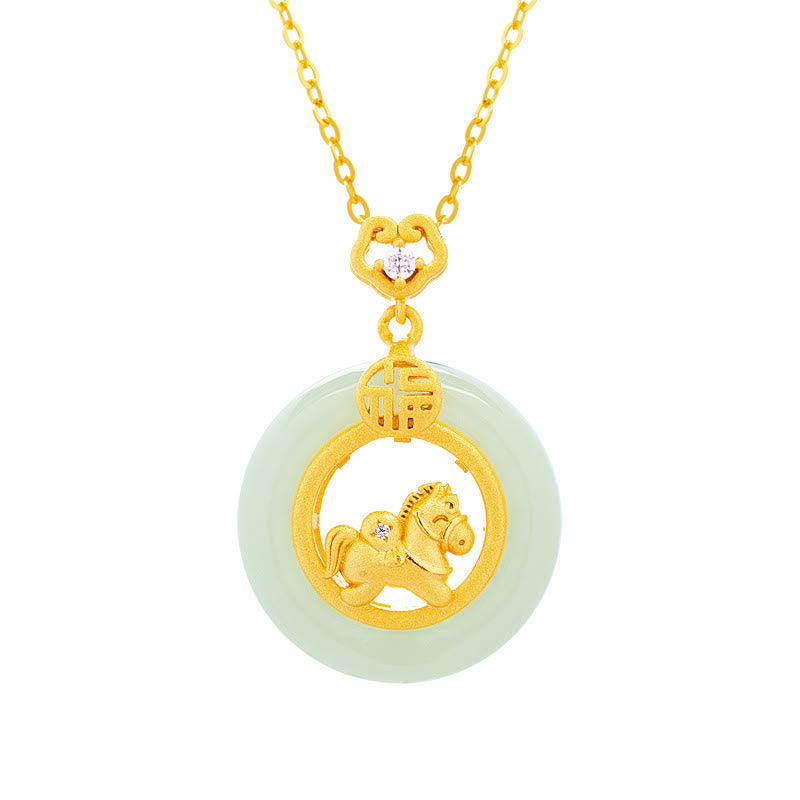 Buddha Stones925 スターリングシルバー 馬 和田翡翠平和のお守りチャーム福の字 幸運のネックレスペンダント - image 5