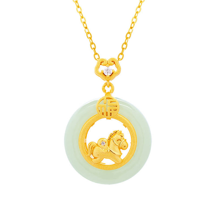 Buddha Stones925 スターリングシルバー 馬 和田翡翠平和のお守りチャーム福の字 幸運のネックレスペンダント - image 5