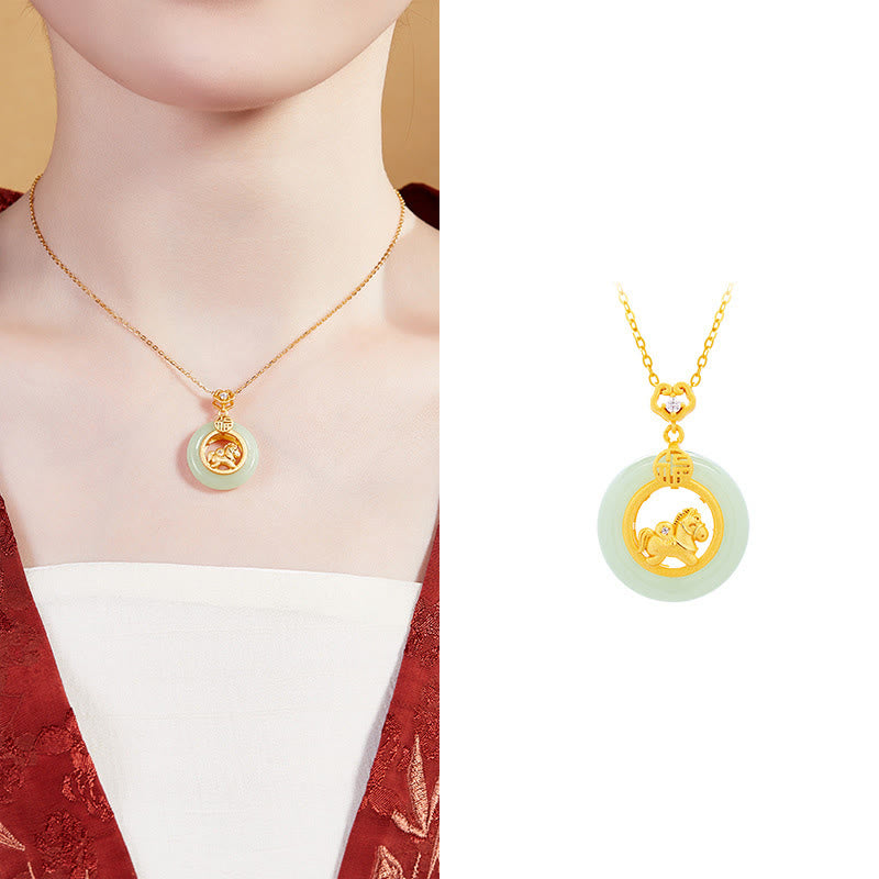 Buddha Stones925 スターリングシルバー 馬 和田翡翠平和のお守りチャーム福の字 幸運のネックレスペンダント - image 13
