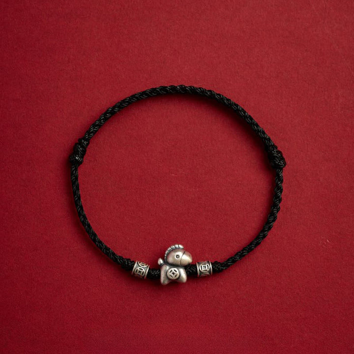 Buddha Stones馬年 999 スターリングシルバー 紐編み守護ブレスレット - ブラック（手首周り14～21cm） - image 15