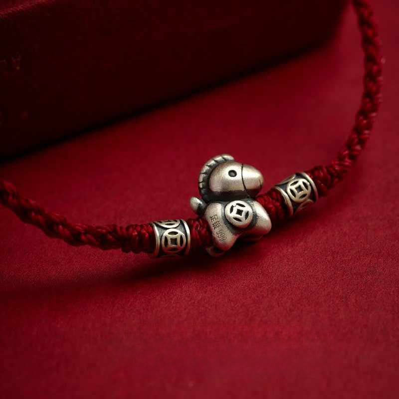 Buddha Stones馬年 999 スターリングシルバー 紐編み守護ブレスレット - image 11