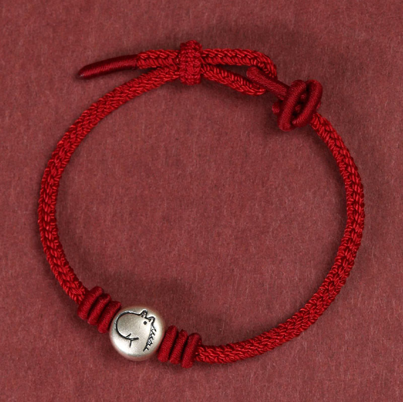 Buddha Stones馬年 999 スターリングシルバー赤紐編み込み コネクションブレスレット - image 2