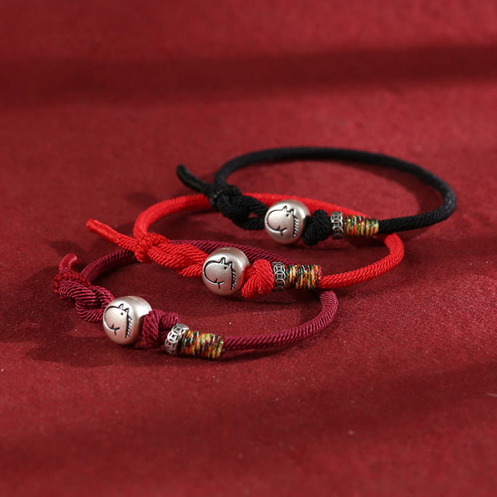 Buddha Stones馬年 999 スターリングシルバー 銅貨 ロープ編み守護ブレスレット - image 2