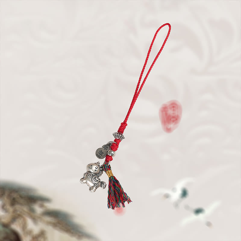 Buddha Stones馬年 999スターリングシルバー 幸運の銅貨 携帯電話用吊り下げ装飾 - image 4