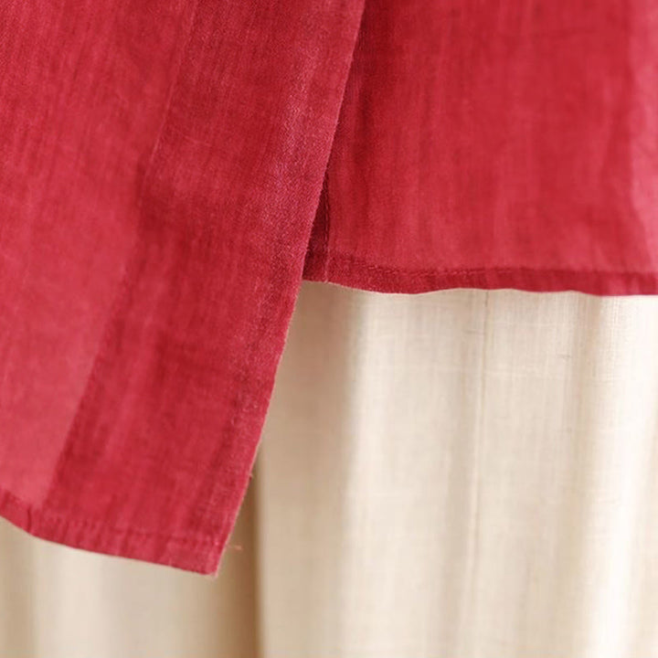 Buddha Stones不規則なデザインボタン 長袖 レディース コットンシャツ - image 11