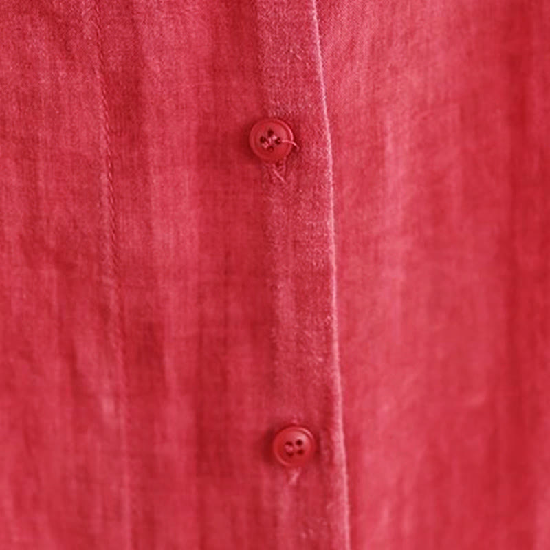 Buddha Stones不規則なデザインボタン 長袖 レディース コットンシャツ - image 7