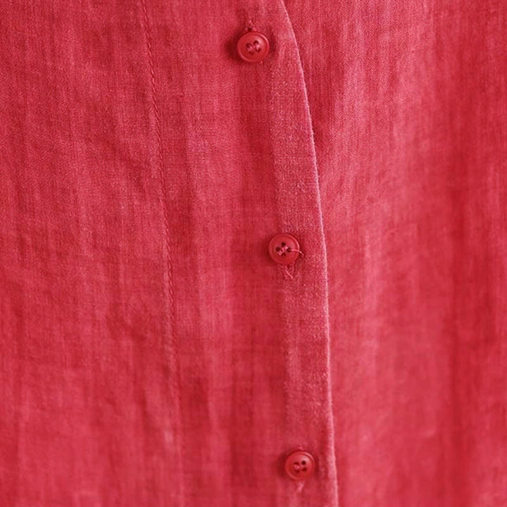 Buddha Stones不規則なデザインボタン 長袖 レディース コットンシャツ - image 19