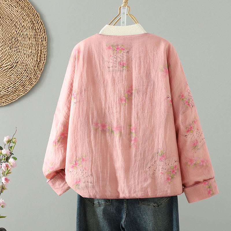 Buddha Stonesプリントレディース長袖コットンパッド入りジャケット（ポケット付き） - image 1