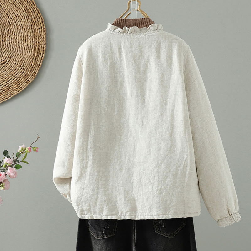 Buddha Stonesカジュアルボタン レディース 長袖 コットンジャケット ポケット付き - image 1