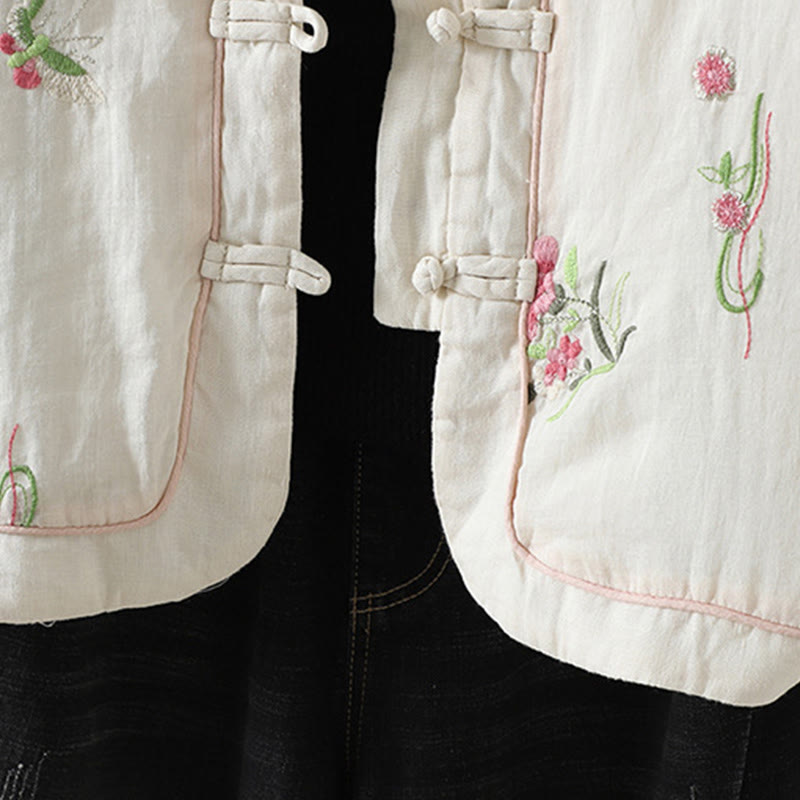 Buddha Stonesの花刺繍レディース長袖コットンパッド入りジャケット（ポケット付き） - image 11