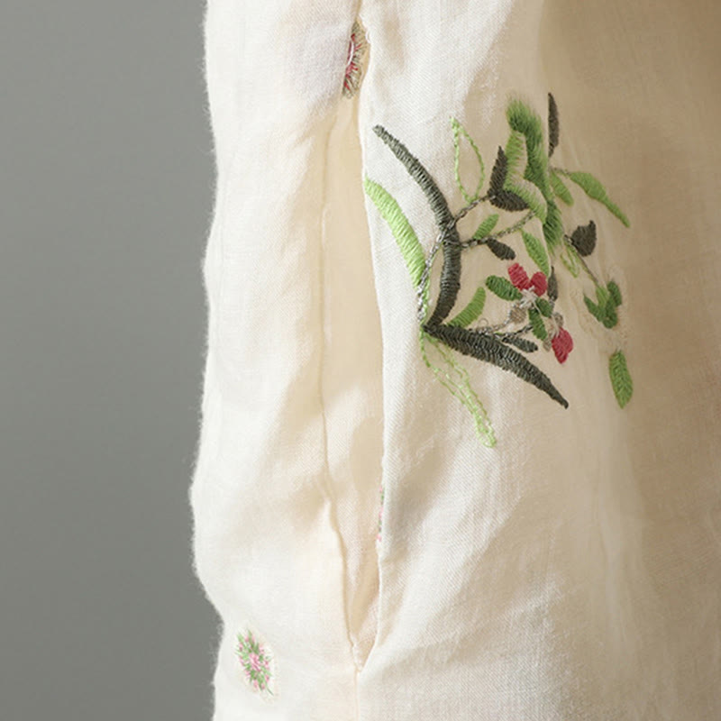 Buddha Stonesの花刺繍レディース長袖コットンパッド入りジャケット（ポケット付き） - image 7