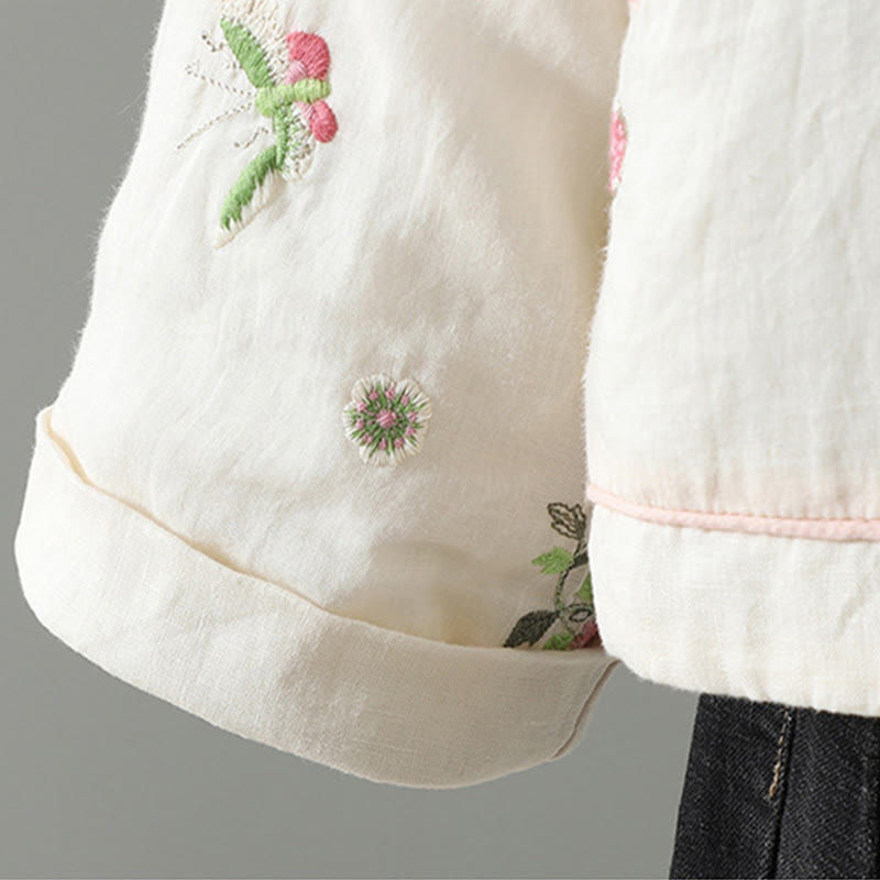 Buddha Stonesの花刺繍レディース長袖コットンパッド入りジャケット（ポケット付き） - image 9