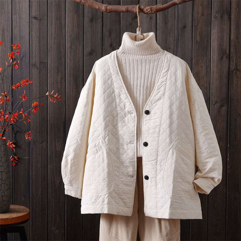 Buddha Stonesカジュアル 無地 レディース 長袖 コットン ジャケット ポケット付き - ベージュ - US12、 UK/AU16、 EU44 (2XL) - image 2