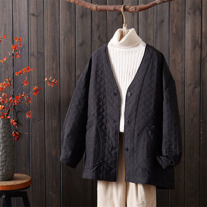 Buddha Stonesカジュアル 無地 レディース 長袖 コットン ジャケット ポケット付き - 黒 - US12、 UK/AU16、 EU44 (2XL) - image 11