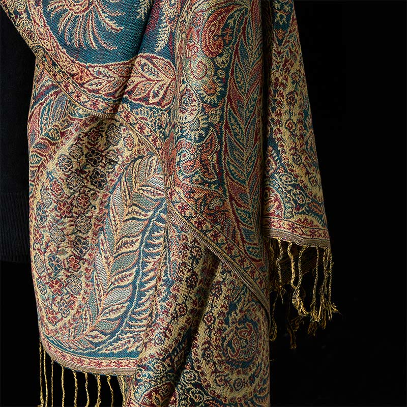 Buddha Stones春 長い葉 花柄 タッセル ソフト スカーフ ショール - image 4