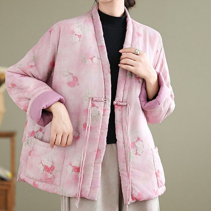 Buddha Stonesプリントフラワーレディース長袖ジャケット（ポケット付き） - ピンク - US12、 UK/AU16、 EU44 (XL) - image 0