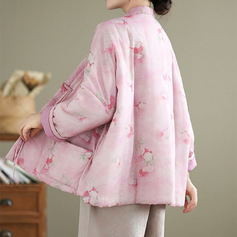 Buddha Stonesプリントフラワーレディース長袖コットンパッド入りジャケット（ポケット付き） - image 5