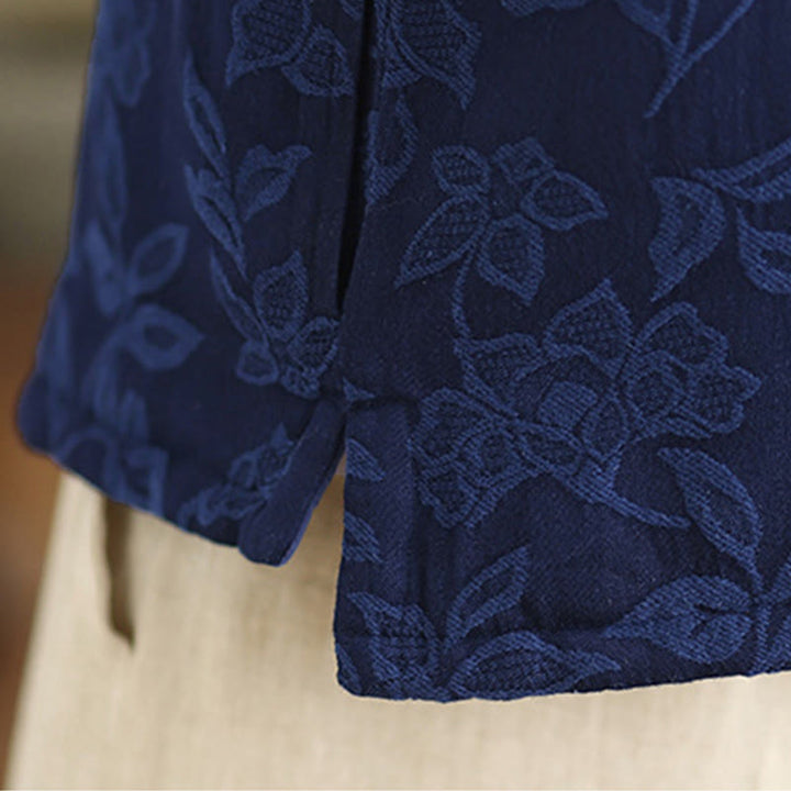 Buddha Stonesジャカード柄フロッグボタンレディースノースリーブコットンベストウエストコートポケット付き - image 8