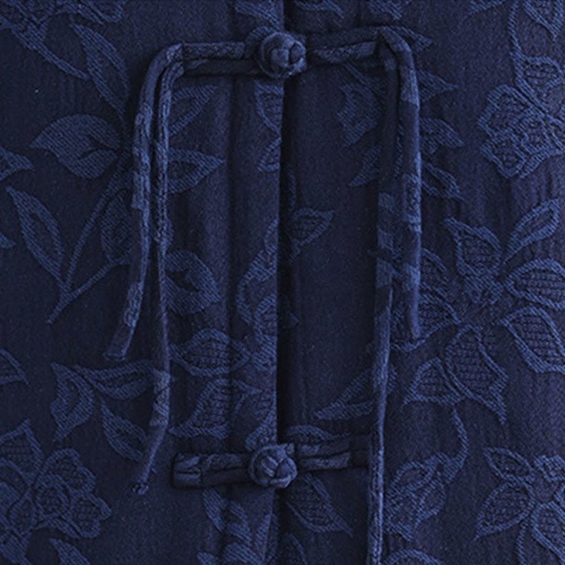 Buddha Stonesジャカード柄フロッグボタンレディースノースリーブコットンベストウエストコートポケット付き - image 7