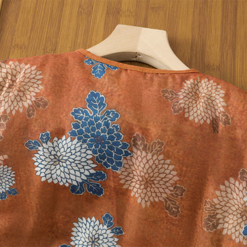 Buddha Stones柄プリント ボタン レディース ノースリーブ コットンベスト ウエストコート ポケット付き - image 3