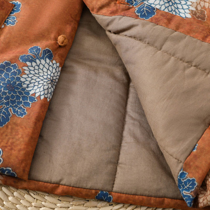 Buddha Stones柄プリント ボタン レディース ノースリーブ コットンベスト ウエストコート ポケット付き - image 5