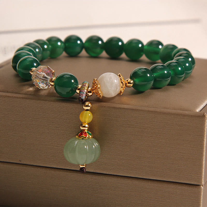 Buddha Stonesグリーンクリスタル パンプキンビーズ リラックス カームブレスレット - グリーンクリスタル（手首周り：14～16cm） - image 0