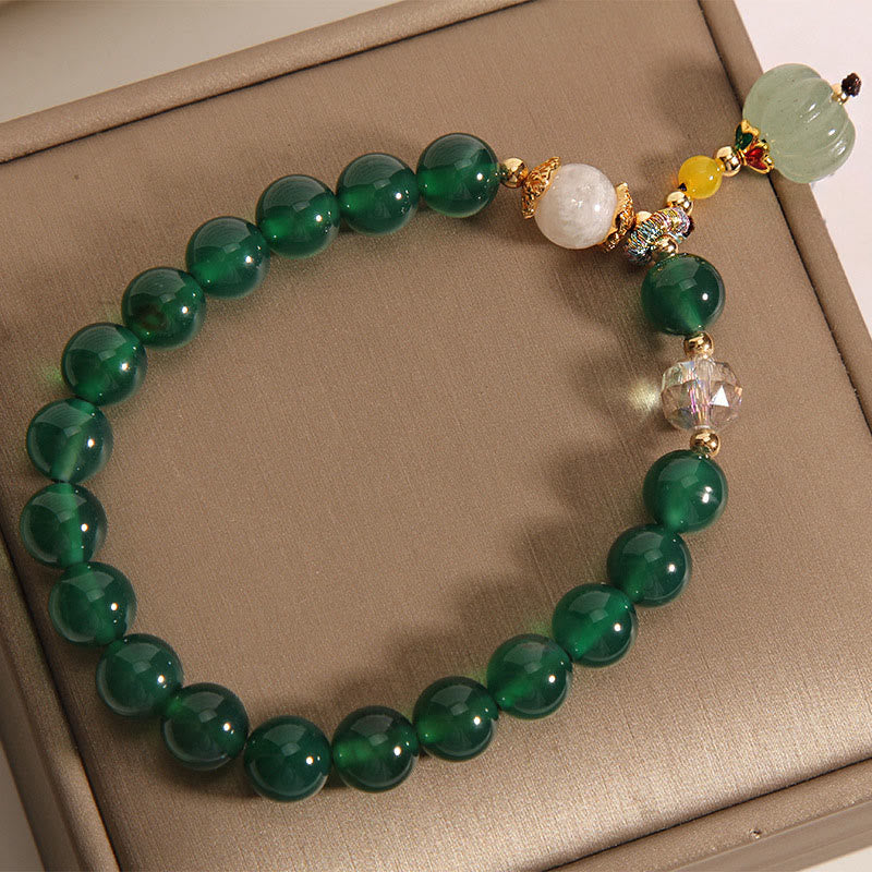Buddha Stonesグリーンクリスタル パンプキンビーズ リラックス カームブレスレット - image 4