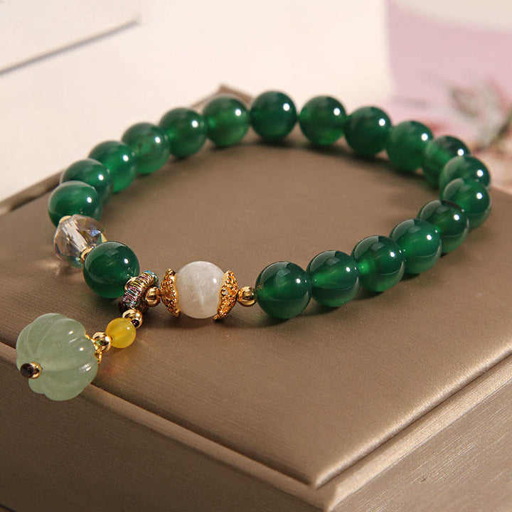 Buddha Stonesグリーンクリスタル パンプキンビーズ リラックス カームブレスレット - image 1