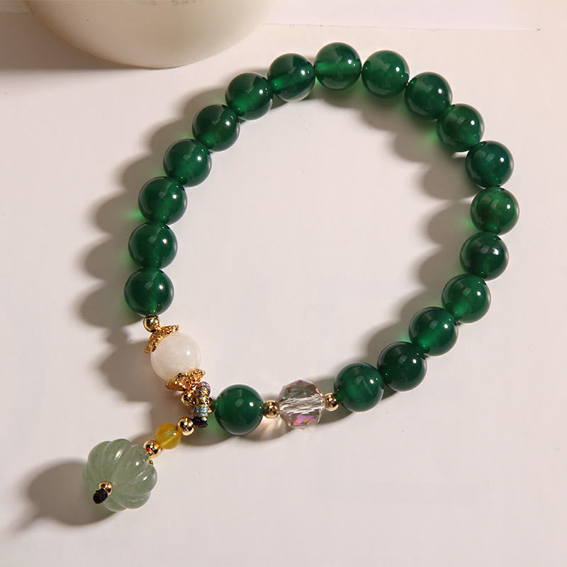 Buddha Stonesグリーンクリスタル パンプキンビーズ リラックス カームブレスレット - image 6