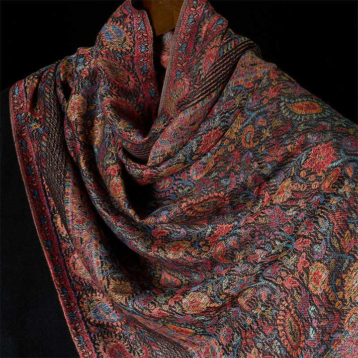Buddha Stones春 ブラウン カシューナッツ 花 葉 柄 タッセル ソフト スカーフ ショール - image 3