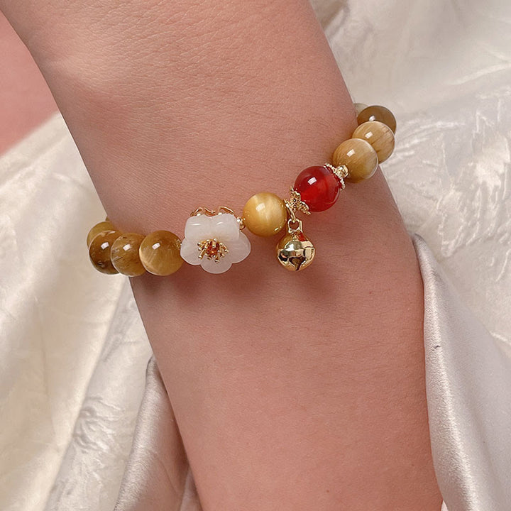 Buddha Stones天然ゴールデンタイガーアイベルフラワー勇気ブレスレット - image 3