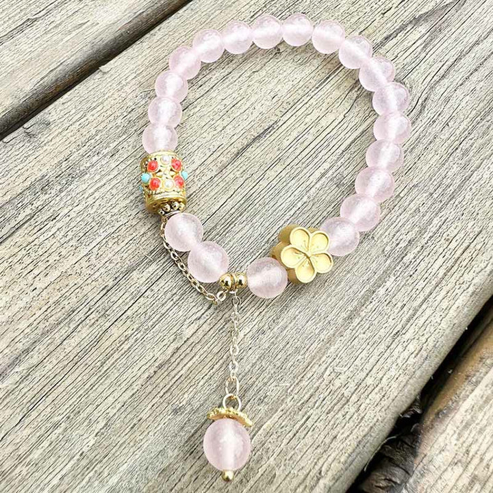 Buddha Stonesチベット産 ホワイトアゲート 水晶石 花 ポジティブブレスレット - image 7