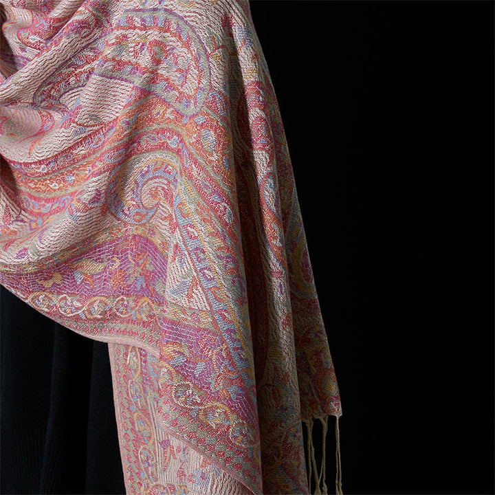 Buddha Stones、春、カシューナッツ、花、葉、蔓、幾何学模様、タッセル、ソフトスカーフ、ショール - image 3