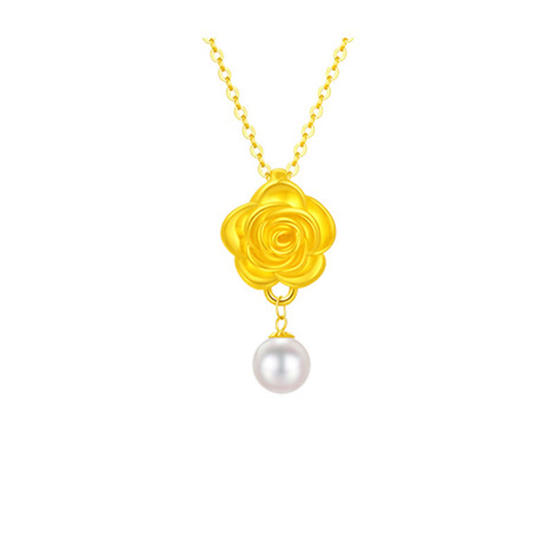 Buddha Stones 999スターリングシルバーメッキゴールドカメリアパールヒーリングネックレスペンダント - image 8