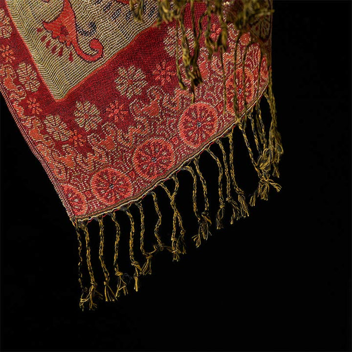 Buddha Stones春 カシュー 花柄 幾何学模様 タッセル 心地よいスカーフ ショール - image 5