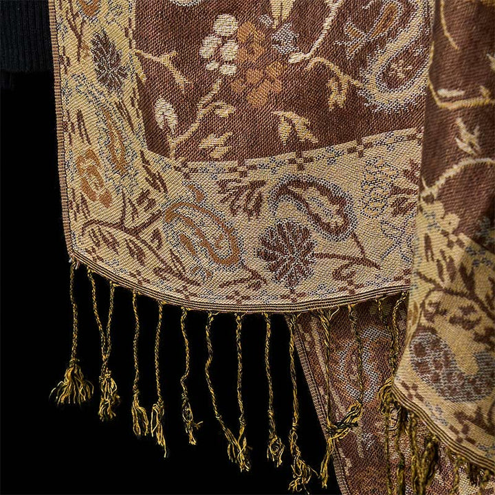 Buddha Stones春 カシューナッツフラワー 花柄 タッセル ソフトスカーフ ショール - image 5
